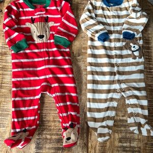 Bundle of Fuzzy Pajamas/Sleepers 6-9M